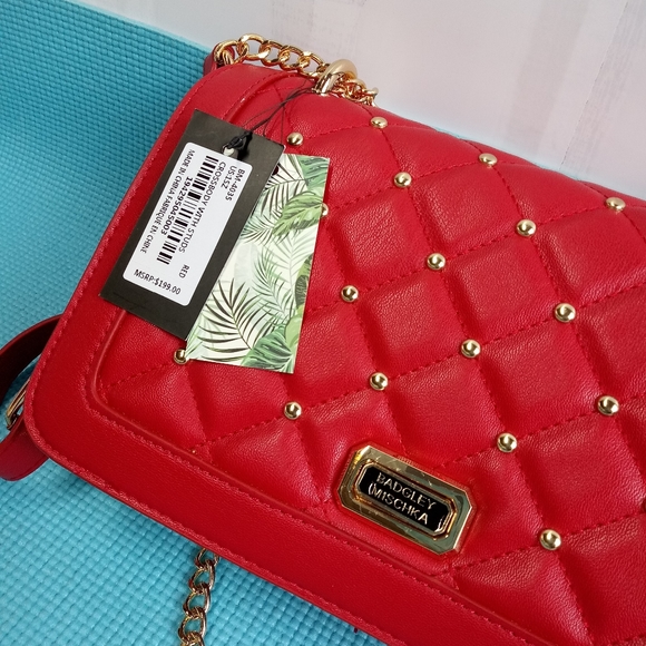 NWT Badgley Mischka Vegan Leather Red Crossbody Bag - Picture 9 of 11